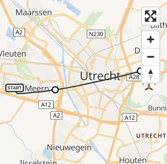 Vlucht Traumahelikopter PH-HVB van De Meern naar Universitair Medisch Centrum Utrecht op zaterdag 19 oktober 2024 18:33