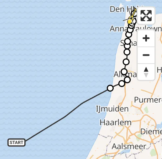 Vlucht Kustwachthelikopter PH-SAR van  naar Vliegveld De Kooy op zaterdag 19 oktober 2024 18:59