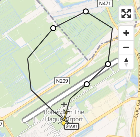 Vlucht Traumahelikopter PH-HVB van Rotterdam The Hague Airport naar Rotterdam The Hague Airport op zaterdag 19 oktober 2024 19:25