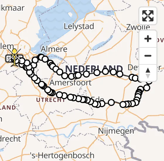 Vlucht Politiehelikopter PH-PXX van Schiphol naar Schiphol op zaterdag 19 oktober 2024 20:12