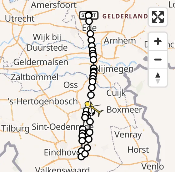 Vlucht Traumahelikopter PH-MAA van Lunteren naar Vliegbasis Volkel op zaterdag 19 oktober 2024 22:42