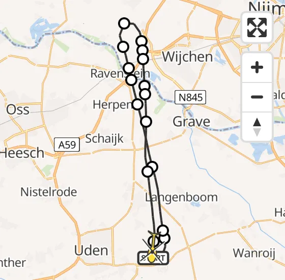 Vlucht Traumahelikopter PH-MAA van Vliegbasis Volkel naar Vliegbasis Volkel op zaterdag 19 oktober 2024 23:39