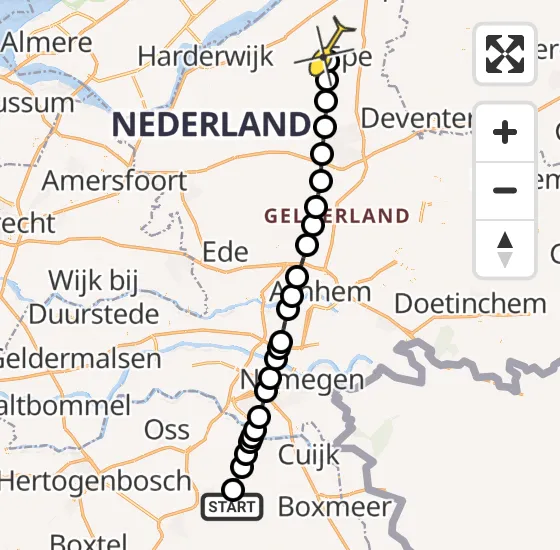 Vlucht Traumahelikopter PH-MAA van Vliegbasis Volkel naar Epe op zondag 20 oktober 2024 0:33