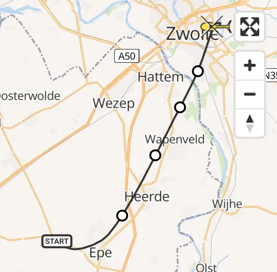 Vlucht Traumahelikopter PH-MAA van Epe naar Zwolle op zondag 20 oktober 2024 1:22