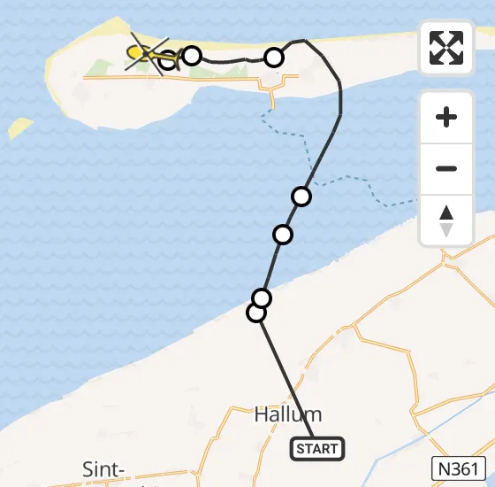 Vlucht Ambulancehelikopter PH-OOP van Hallum naar Ameland Airport Ballum op zondag 20 oktober 2024 4:42