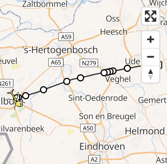 Vlucht Traumahelikopter PH-MAA van Vliegbasis Volkel naar Tilburg op zondag 20 oktober 2024 6:05