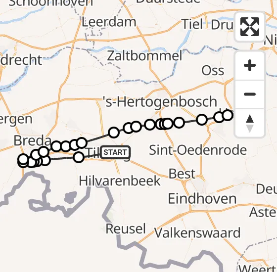 Vlucht Traumahelikopter PH-MAA van Tilburg naar Vliegbasis Volkel op zondag 20 oktober 2024 6:49