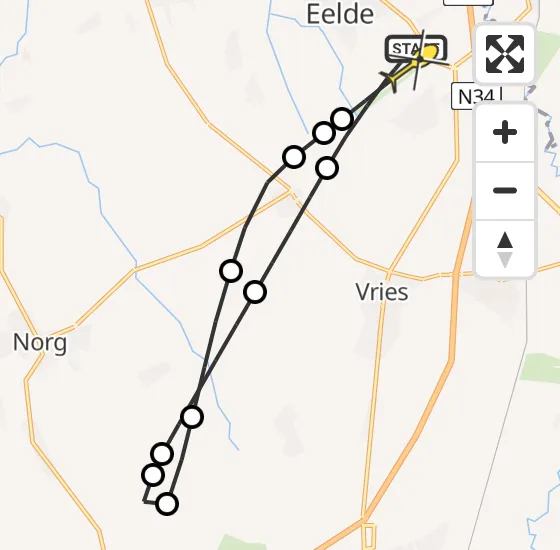 Vlucht Traumahelikopter PH-TTR van Groningen Airport Eelde naar Groningen Airport Eelde op zondag 20 oktober 2024 9:42