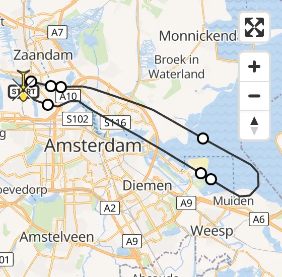 Vlucht Traumahelikopter PH-LLN van Amsterdam Heliport naar Amsterdam Heliport op zondag 20 oktober 2024 10:55