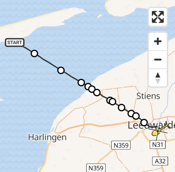 Vlucht Ambulancehelikopter PH-OOP van Formerum naar Leeuwarden op zondag 20 oktober 2024 11:37