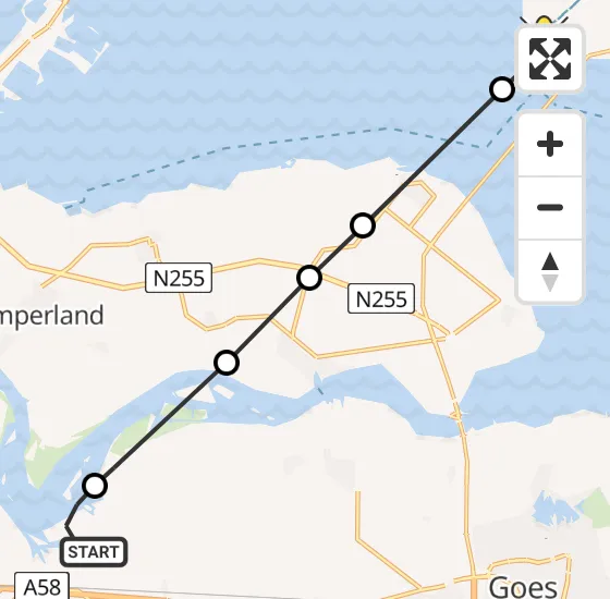 Vlucht Traumahelikopter PH-HVB van Vliegveld Midden-Zeeland naar Zierikzee op zondag 20 oktober 2024 13:08