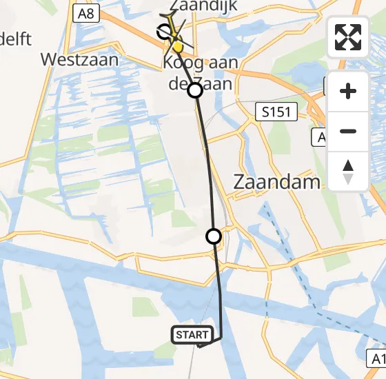 Vlucht Traumahelikopter PH-LLN van Amsterdam Heliport naar Zaandijk op zondag 20 oktober 2024 14:31