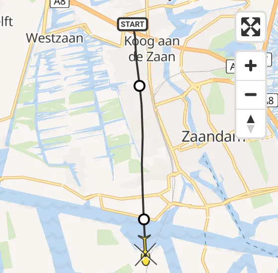 Vlucht Traumahelikopter PH-LLN van Koog aan de Zaan naar Amsterdam Heliport op zondag 20 oktober 2024 14:51