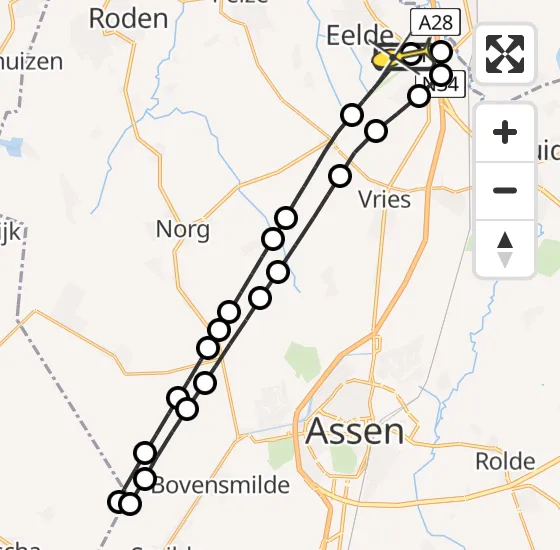 Vlucht Traumahelikopter PH-TTR van Groningen Airport Eelde naar Groningen Airport Eelde op zondag 20 oktober 2024 15:29