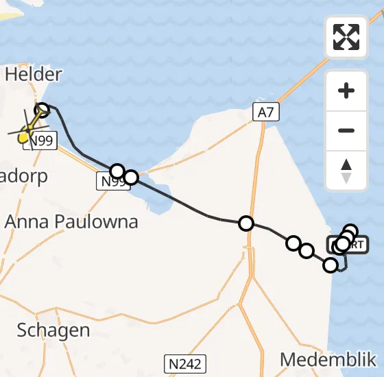 Vlucht Kustwachthelikopter PH-SAR van Medemblik naar Vliegveld De Kooy op zondag 20 oktober 2024 15:49