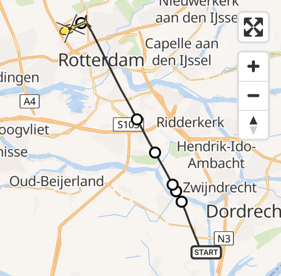 Vlucht Traumahelikopter PH-HVB van 's-Gravendeel naar Rotterdam The Hague Airport op zondag 20 oktober 2024 16:17