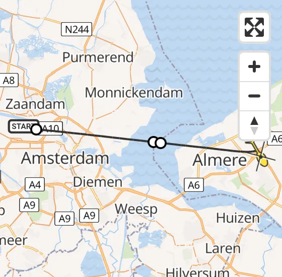 Vlucht Traumahelikopter PH-LLN van Amsterdam Heliport naar Almere op zondag 20 oktober 2024 16:39