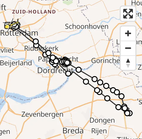 Vlucht Politiehelikopter PH-PXC van Rotterdam The Hague Airport naar Rotterdam The Hague Airport op zondag 20 oktober 2024 16:53