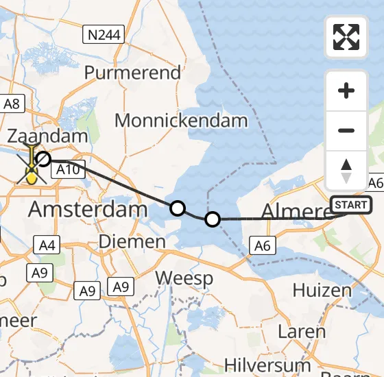 Vlucht Traumahelikopter PH-LLN van Almere naar Amsterdam Heliport op zondag 20 oktober 2024 17:07