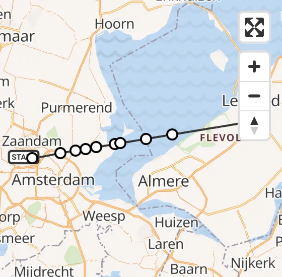 Vlucht Traumahelikopter PH-LLN van Amsterdam Heliport naar Lelystad op zondag 20 oktober 2024 17:45