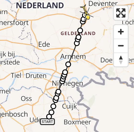 Vlucht Traumahelikopter PH-MAA van Vliegbasis Volkel naar Apeldoorn op zondag 20 oktober 2024 17:52