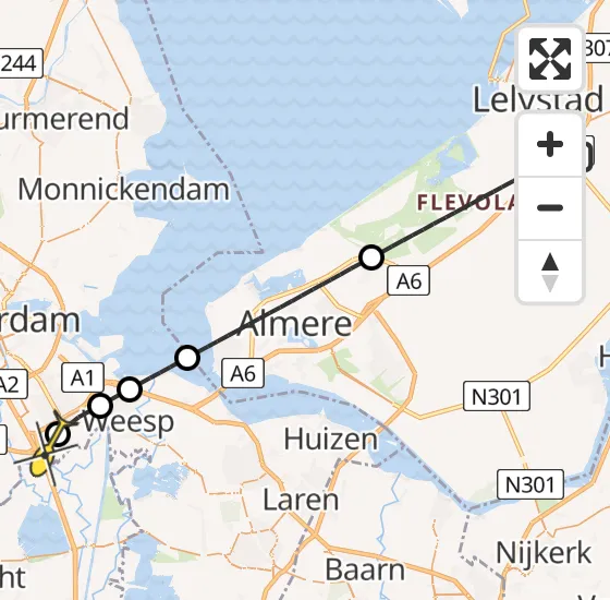 Vlucht Traumahelikopter PH-LLN van Lelystad naar Academisch Medisch Centrum (AMC) op zondag 20 oktober 2024 18:07