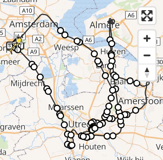 Vlucht Politiehelikopter PH-PXX van Schiphol naar Schiphol op zondag 20 oktober 2024 19:37