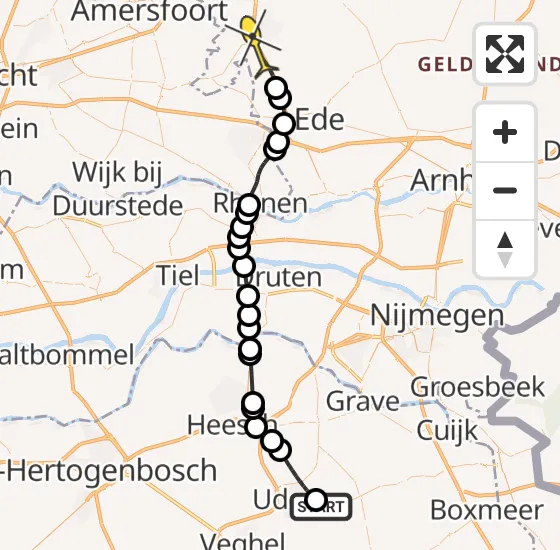 Vlucht Politiehelikopter PH-PXA van Vliegbasis Volkel naar Lunteren op maandag 21 oktober 2024 9:13