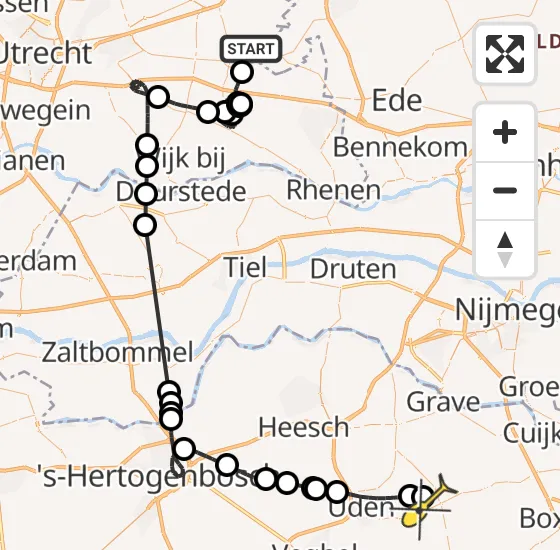 Vlucht Politiehelikopter PH-PXA van Woudenberg naar Volkel op maandag 21 oktober 2024 9:48