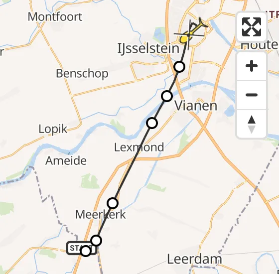 Vlucht Traumahelikopter PH-HVB van Meerkerk naar Nieuwegein op maandag 21 oktober 2024 13:30