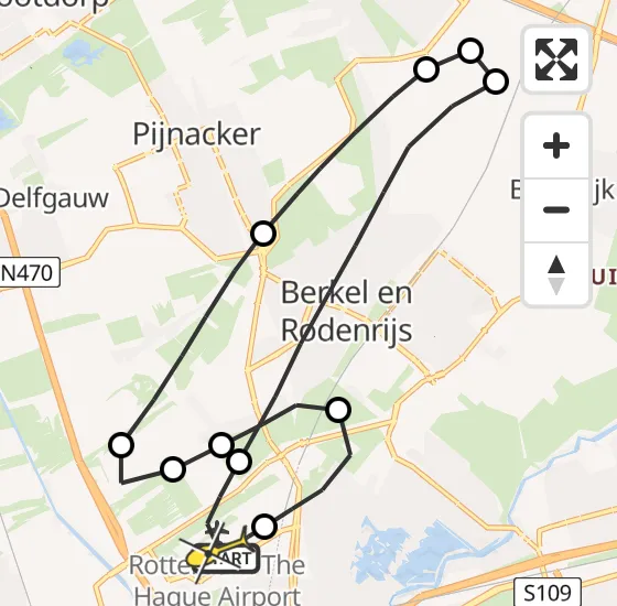 Vlucht Traumahelikopter PH-HVB van Rotterdam The Hague Airport naar Rotterdam The Hague Airport op maandag 21 oktober 2024 14:36