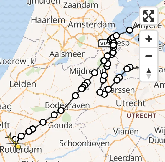 Vlucht Politiehelikopter PH-PXC van Amsterdam naar Rotterdam The Hague Airport op maandag 21 oktober 2024 14:43