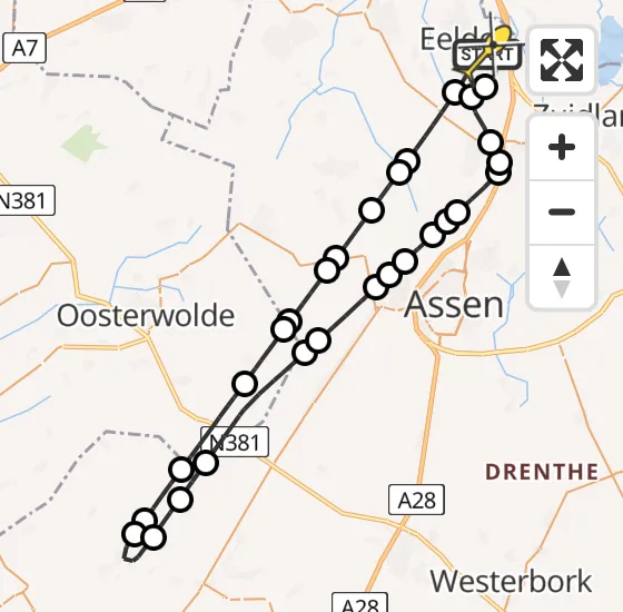 Vlucht Traumahelikopter PH-DOC van Groningen Airport Eelde naar Groningen Airport Eelde op maandag 21 oktober 2024 15:10