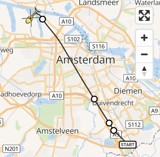 Vlucht Traumahelikopter PH-LLN van Academisch Medisch Centrum (AMC) naar Amsterdam Heliport op maandag 21 oktober 2024 15:49