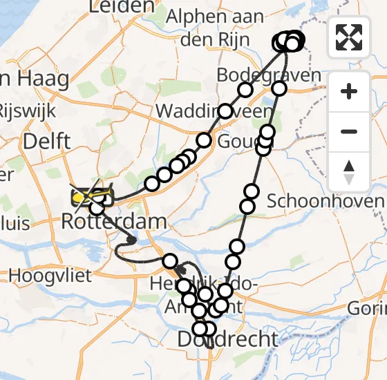 Vlucht Politiehelikopter PH-PXC van Rotterdam The Hague Airport naar Rotterdam The Hague Airport op maandag 21 oktober 2024 17:08