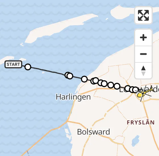 Vlucht Ambulancehelikopter PH-OOP van Vlieland naar Leeuwarden op maandag 21 oktober 2024 17:08