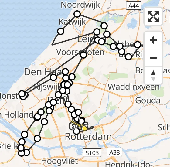 Vlucht Politiehelikopter PH-PXE van Rotterdam The Hague Airport naar Rotterdam The Hague Airport op maandag 21 oktober 2024 20:02