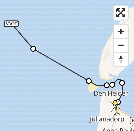 Vlucht Kustwachthelikopter PH-SAR van  naar Vliegveld De Kooy op maandag 21 oktober 2024 20:26