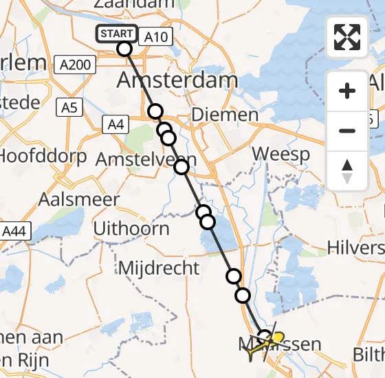 Vlucht Traumahelikopter PH-LLN van Amsterdam Heliport naar Maarssen op dinsdag 22 oktober 2024 9:49