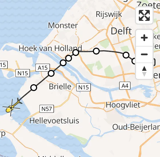 Vlucht Kustwachthelikopter PH-NCG van Rotterdam The Hague Airport naar Rockanje op dinsdag 22 oktober 2024 12:02