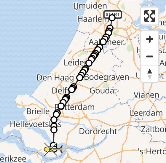 Vlucht Traumahelikopter PH-LLN van Amsterdam Heliport naar Ooltgensplaat op dinsdag 22 oktober 2024 15:07