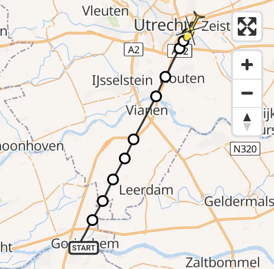 Vlucht Traumahelikopter PH-HVB van Gorinchem naar Universitair Medisch Centrum Utrecht op dinsdag 22 oktober 2024 15:27