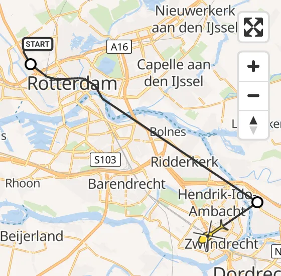 Vlucht Politiehelikopter PH-PXB van Rotterdam The Hague Airport naar Zwijndrecht op dinsdag 22 oktober 2024 15:34