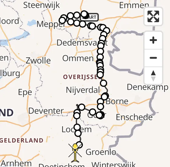 Vlucht Politiehelikopter PH-PXD van Vliegveld Hoogeveen naar Zelhem op dinsdag 22 oktober 2024 15:47