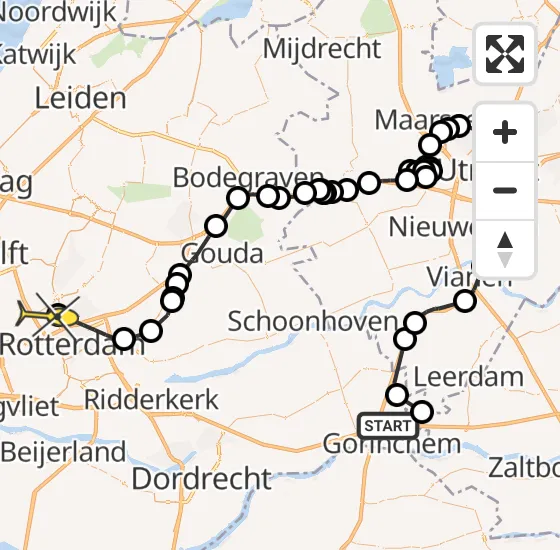 Vlucht Politiehelikopter PH-PXB van Gorinchem naar Rotterdam The Hague Airport op dinsdag 22 oktober 2024 16:11