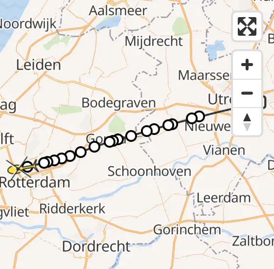 Vlucht Traumahelikopter PH-HVB van Universitair Medisch Centrum Utrecht naar Rotterdam The Hague Airport op dinsdag 22 oktober 2024 16:13