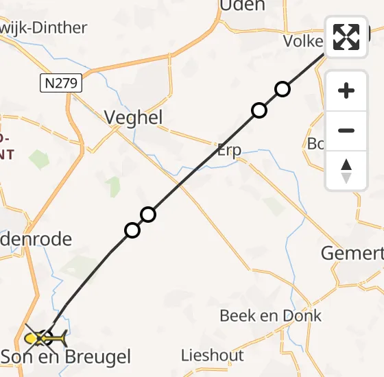 Vlucht Traumahelikopter PH-MAA van Vliegbasis Volkel naar Son en Breugel op dinsdag 22 oktober 2024 16:21