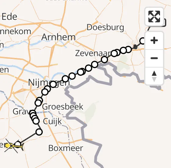 Vlucht Politiehelikopter PH-PXD van Zelhem naar Vliegbasis Volkel op dinsdag 22 oktober 2024 16:48