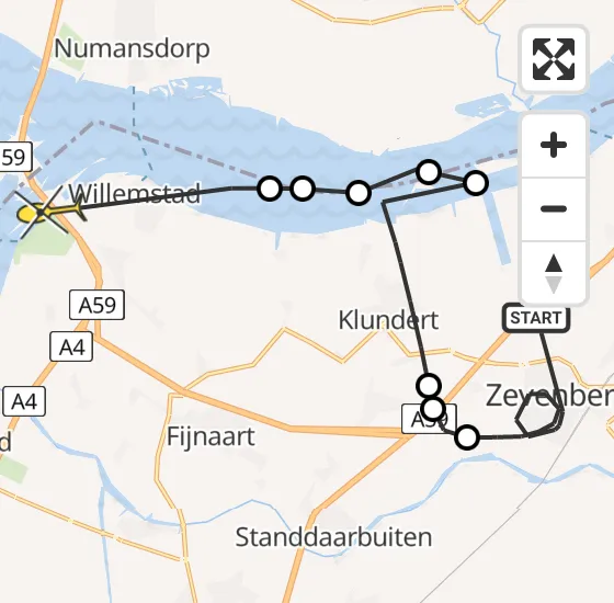 Vlucht Politiehelikopter PH-PXE van Zevenbergen naar Willemstad op dinsdag 22 oktober 2024 16:55