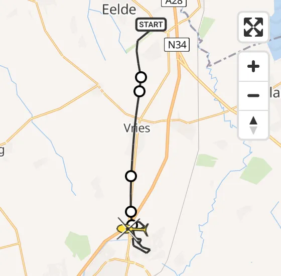 Vlucht Traumahelikopter PH-DOC van Groningen Airport Eelde naar Assen op dinsdag 22 oktober 2024 17:05